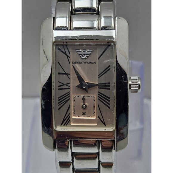 Emporio Armani AR0172 Womens Watch Classic Tank Quartz Small Seconds New Battery